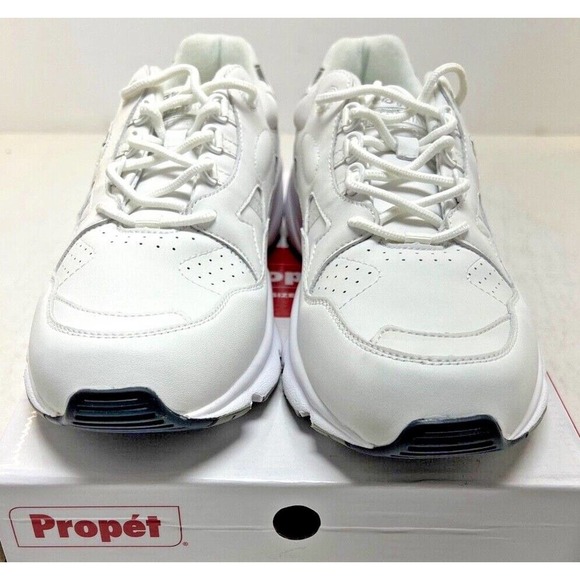 Mens Propet White Gray Leather Low Top Athletic Sneakers - M2034 - Medium 3E, 5E - Picture 2 of 4